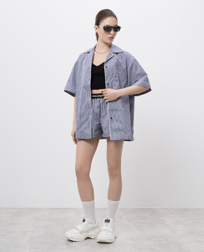 Palm Angels Blue striped shirt with logo PWGG005S25FAB001