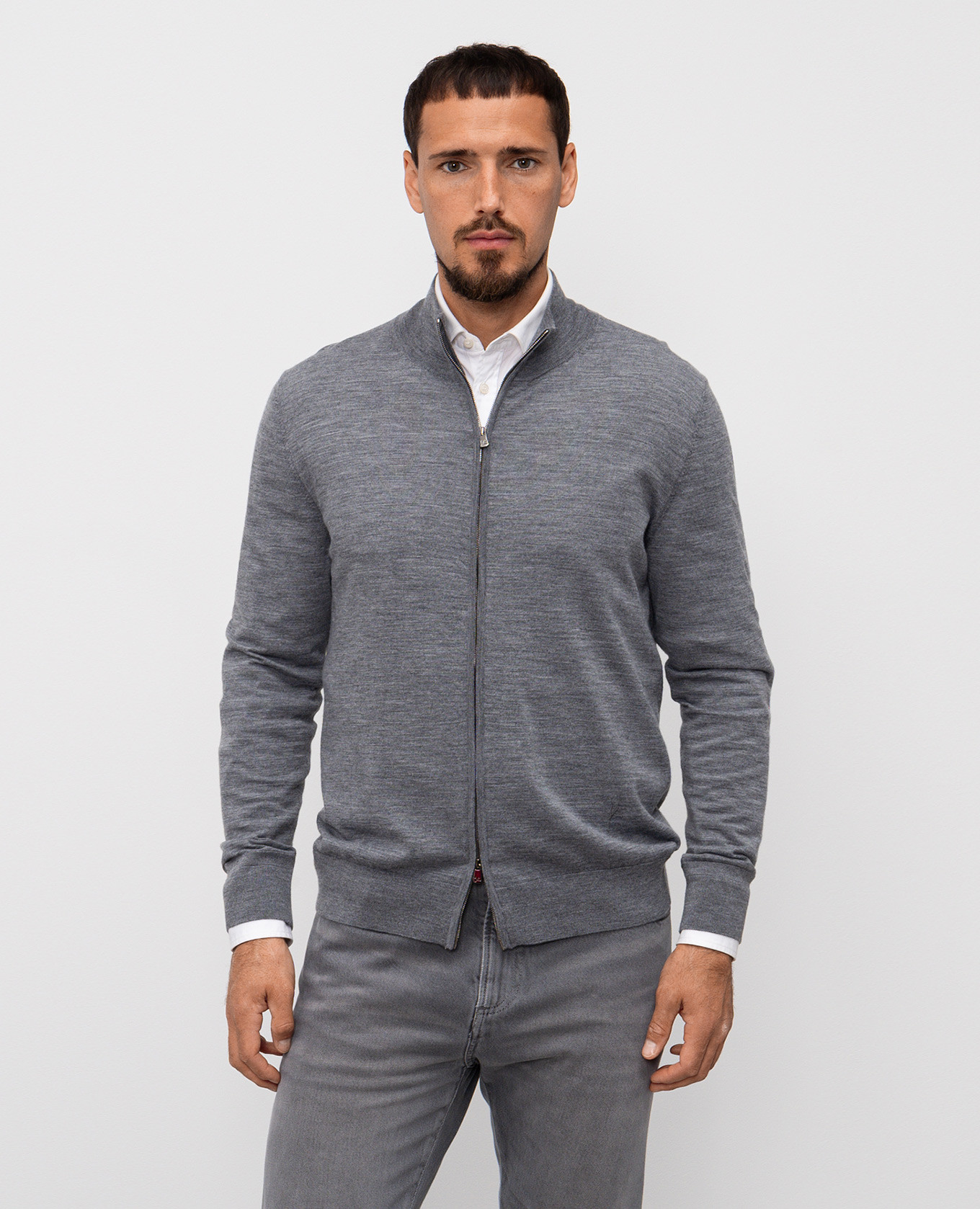 

Grey melange wool cardigan ISAIA