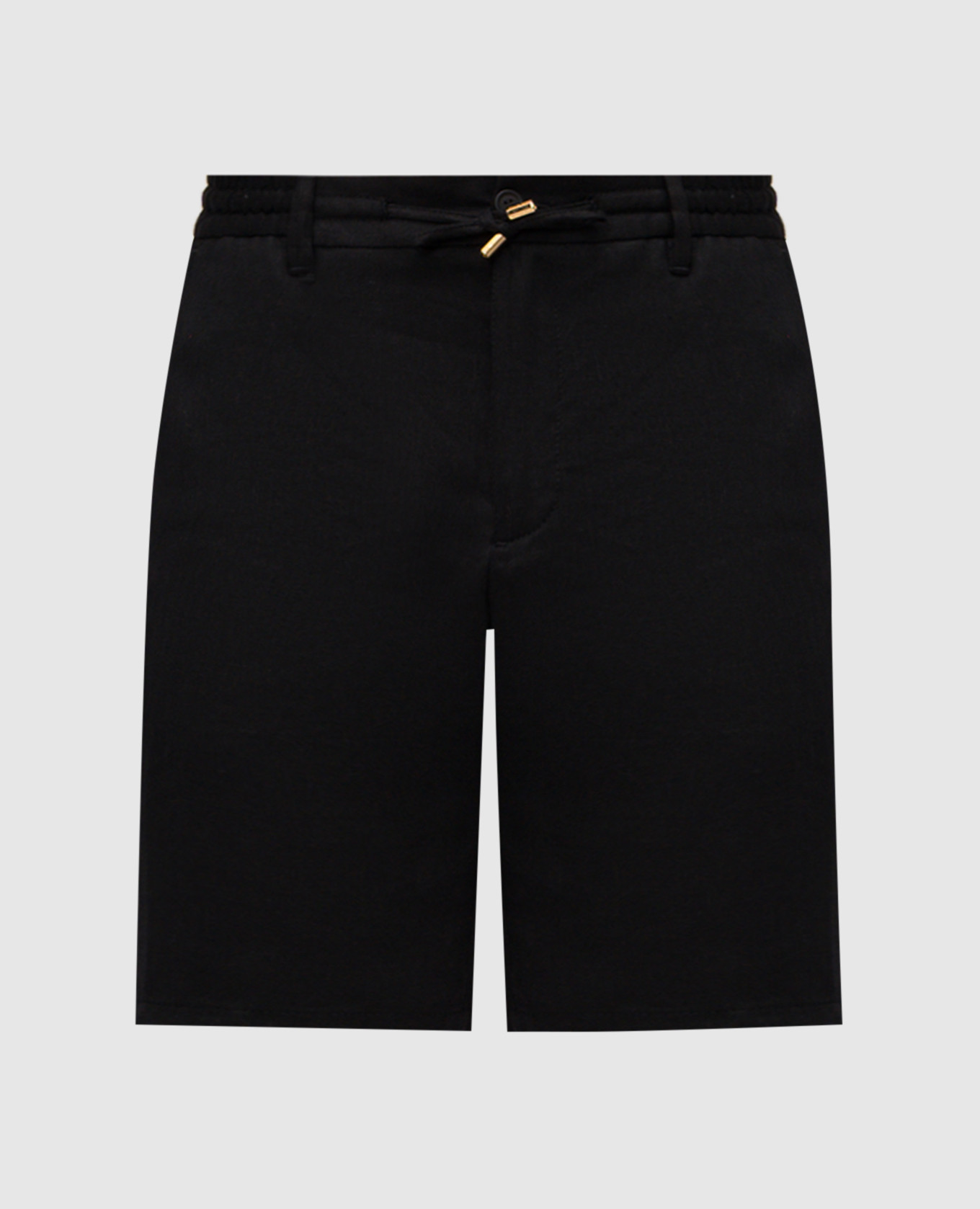 

Black linen and silk shorts with embroidered monogram logo Stefano Ricci