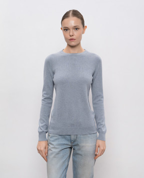 Brunello Cucinelli Blue cashmere jumper with monil chain M12144400