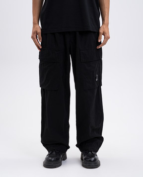 C.P. Company Black cargo pants with logo MPA066A110324G