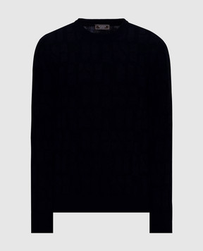 Peserico Blue wool and cashmere patterned sweater R59450F129H470
