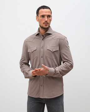 Brunello Cucinelli Brown shirt with pockets ME8546666