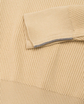 Brunello Cucinelli Children's yellow ribbed pullover with monil chain B19M18202B