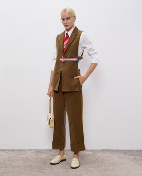 Thom Browne Brown corduroy pants with lapels FTC400UF0957