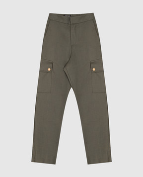 Balmain Children's green wool cargo pants BX6Q90I0196810