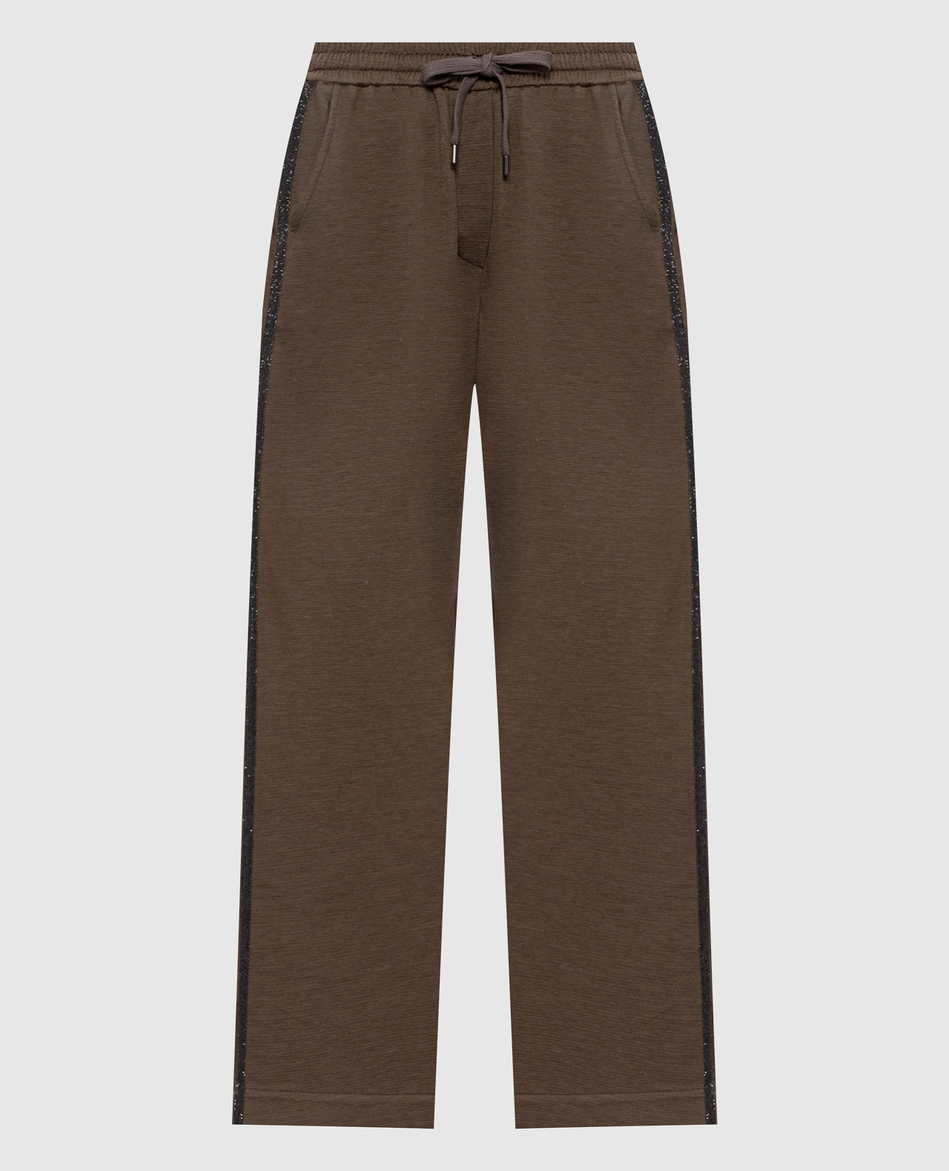 Brown silk sweatpants with monil chain Brunello Cucinelli