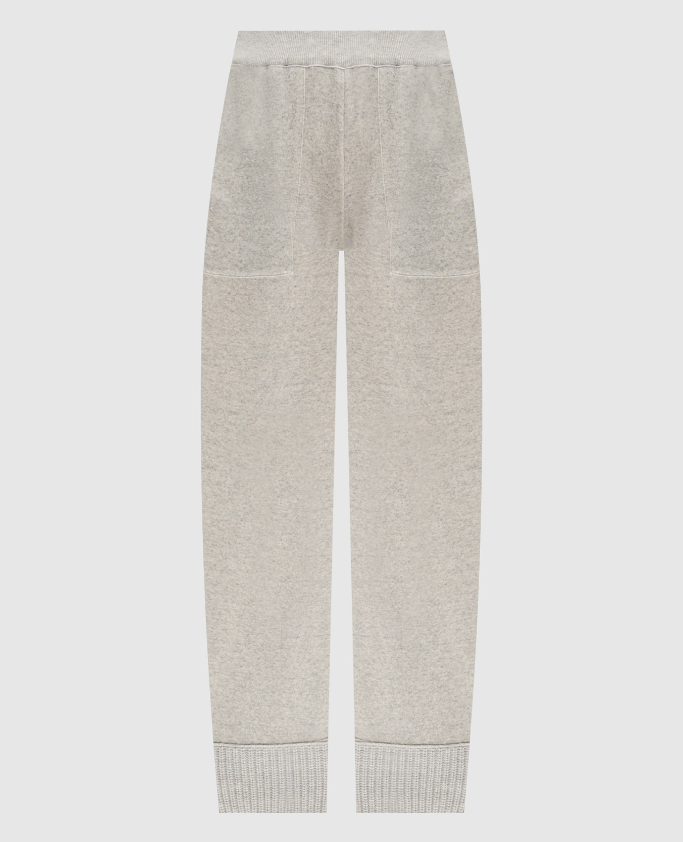 Gray melange cashmere and wool sweatpants with metallic logo dondup