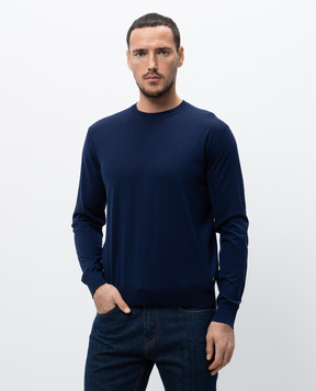 Stefano Ricci Blue wool, cashmere and silk jumper with metal emblem W505506G01W25150