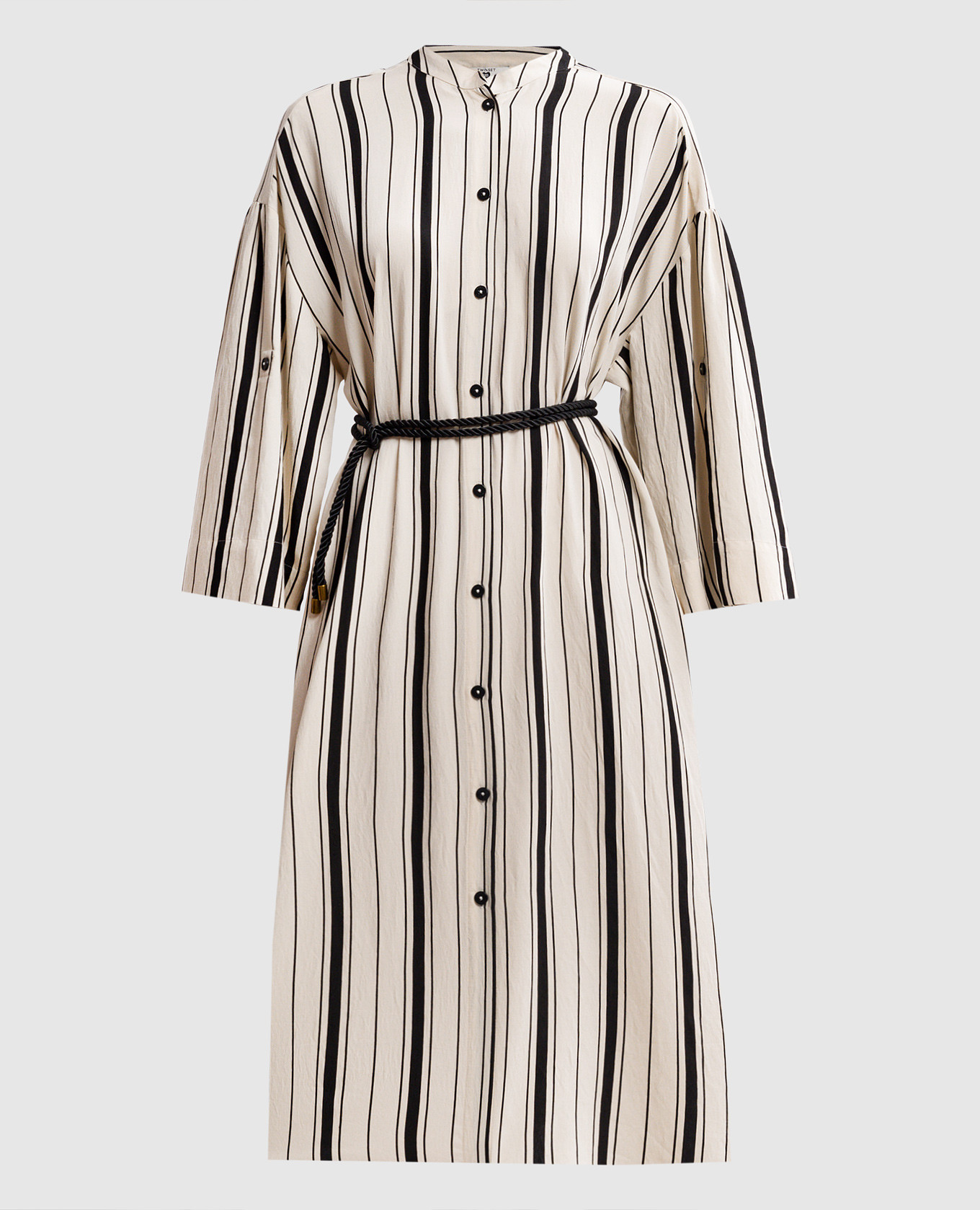 Beige striped midi shirt dress Twinset