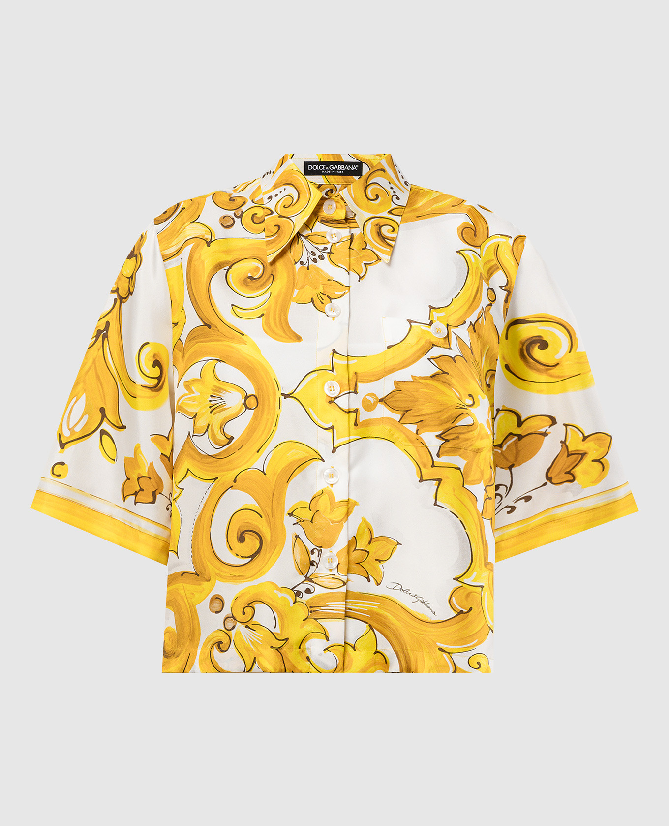

White silk blouse with majolica print Dolce&Gabbana