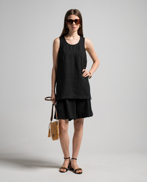 ANNECLAIRE Black linen top D0688405