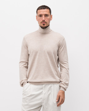 Brunello Cucinelli Beige melange wool and cashmere turtleneck M2400103