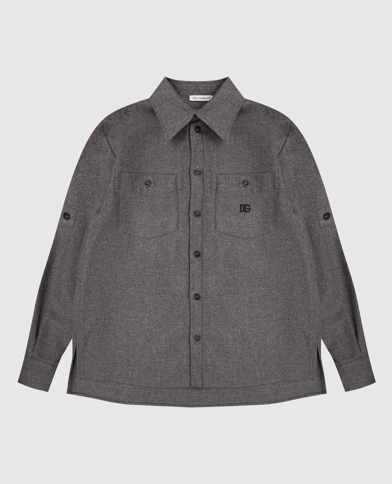 Children&#39;s gray wool shirt with logo Dolce&Gabbana