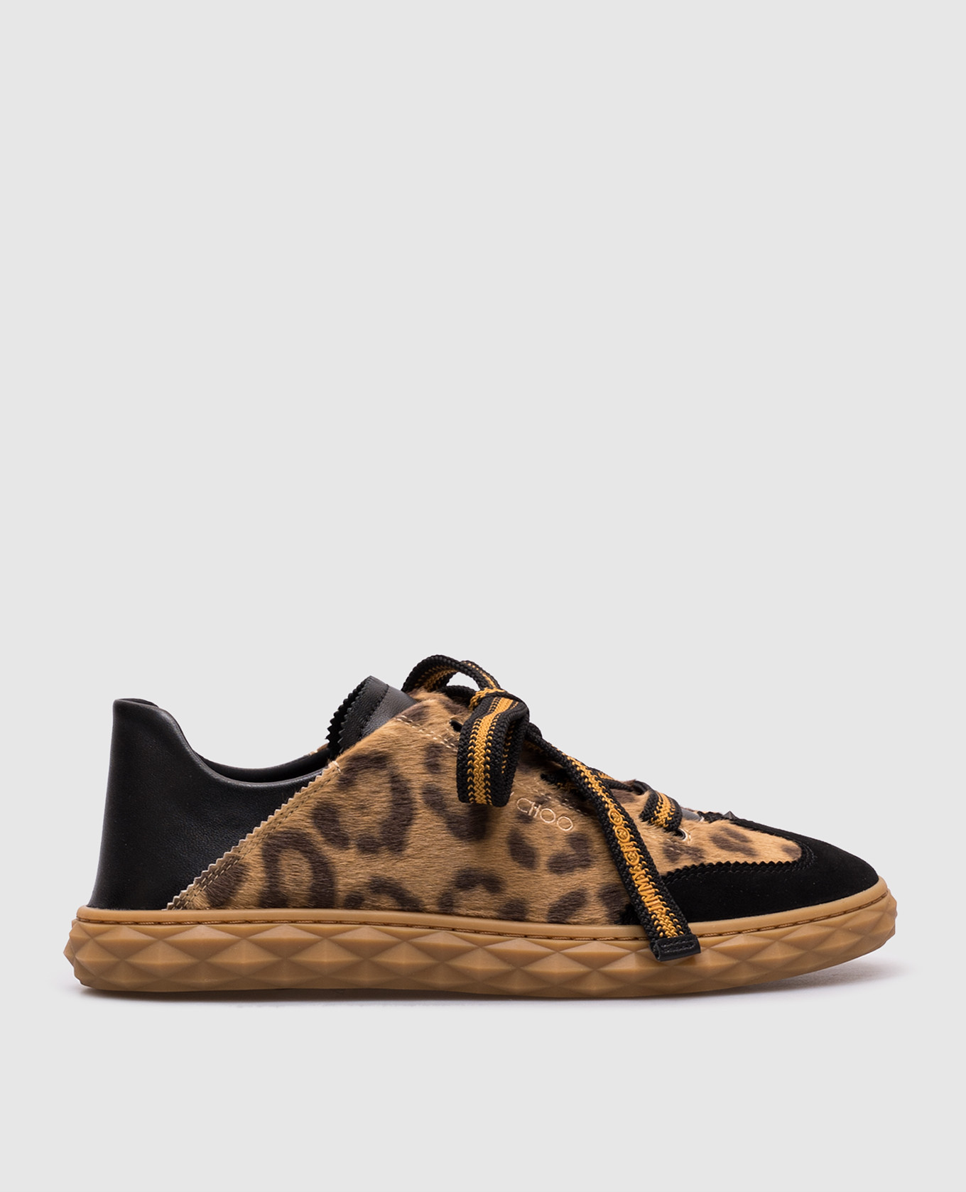 

Diamond Light Flex brown leather sneakers in animal print with logo Jimmy Choo