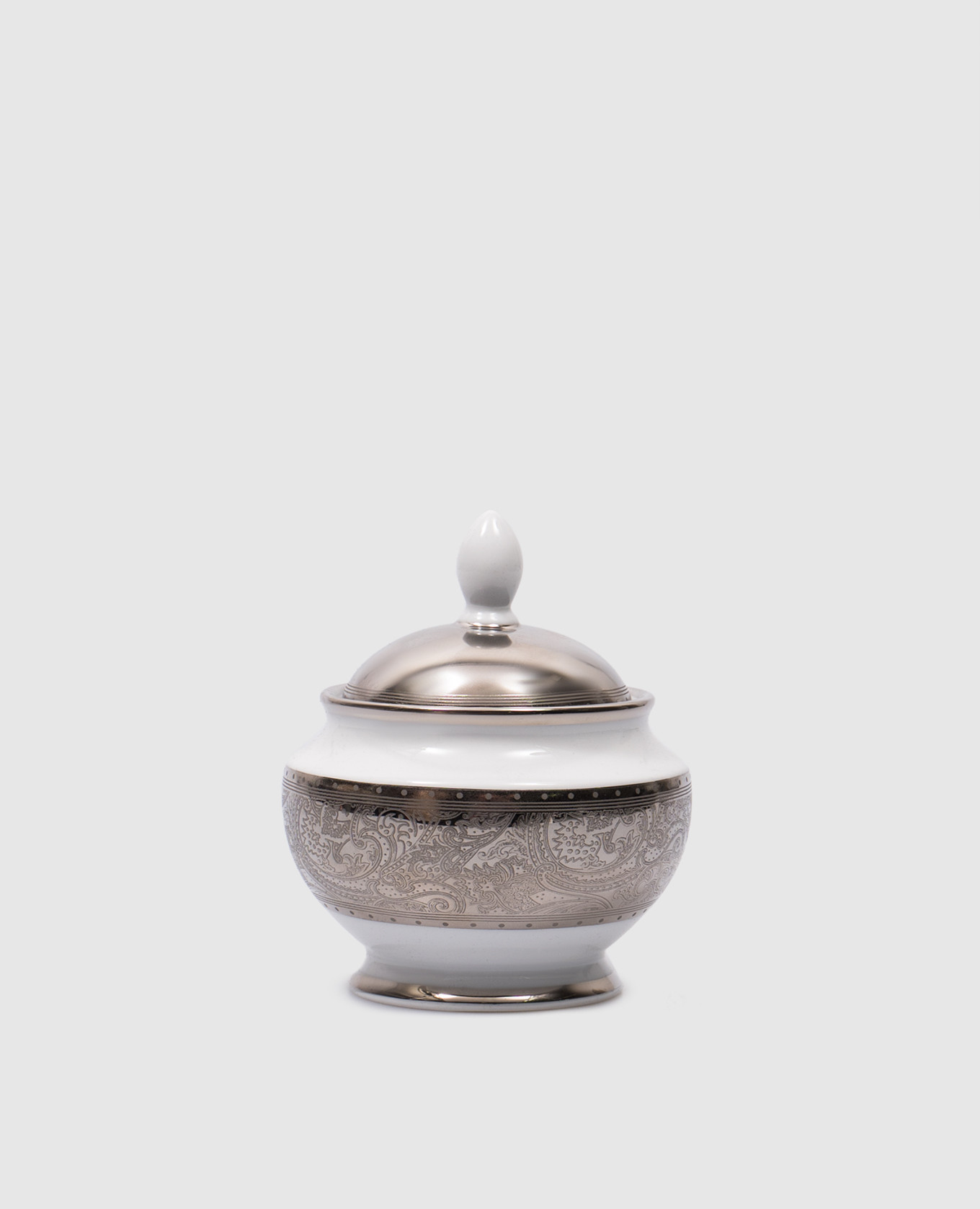 

Silver porcelain sugar bowl with a paisley pattern Stefano Ricci