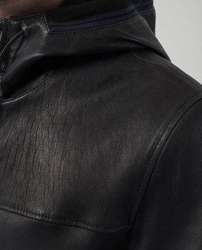 Dolce&Gabbana Blue leather jacket with a hood G9NI7LHULCI