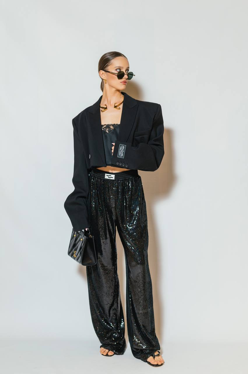Black pants with sequins SSHEENA 8