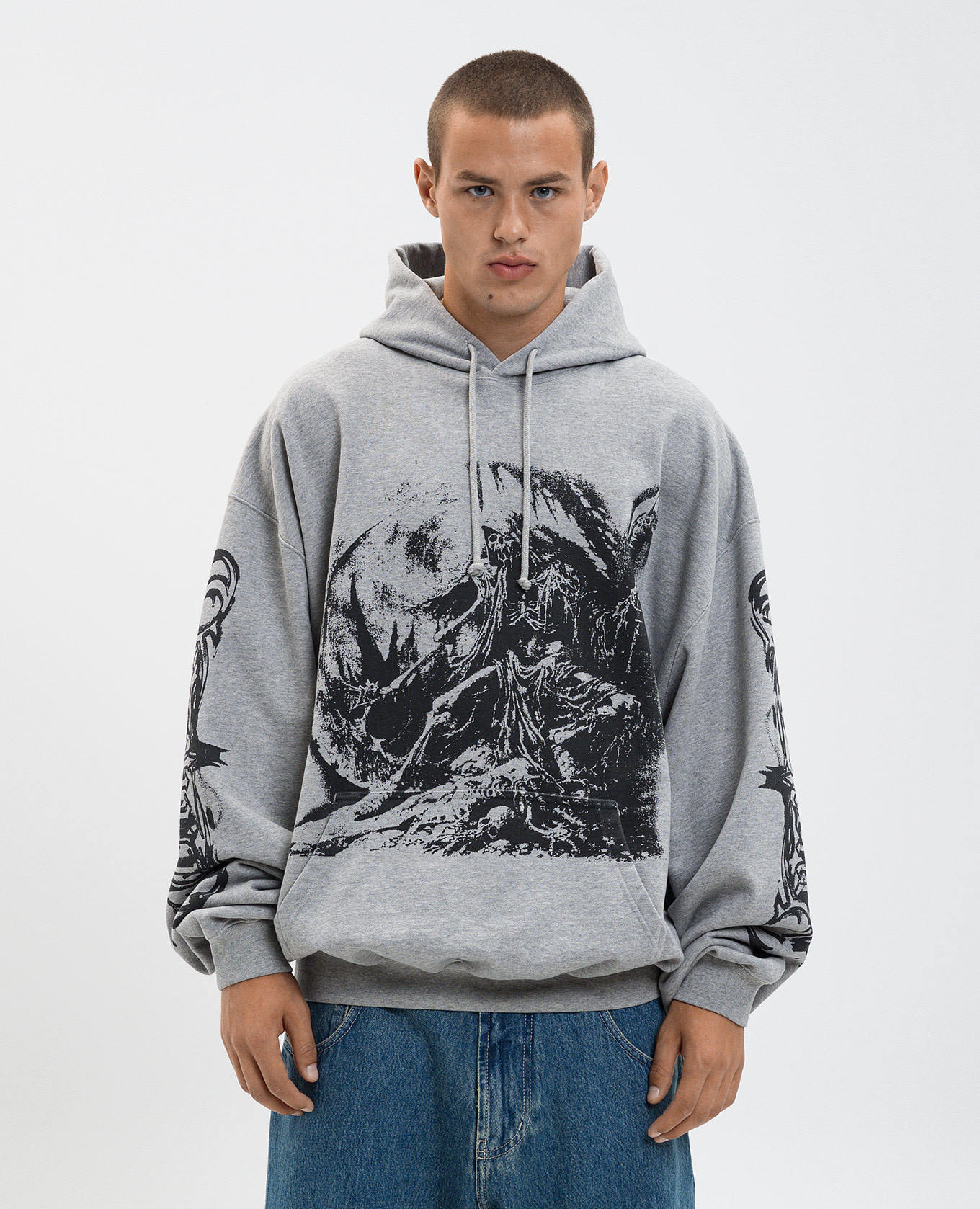 

Grey melange hoodie with print Vetements