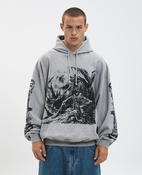Vetements Grey melange hoodie with print UH76HD800G