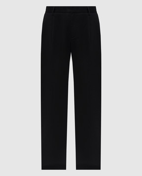 Dolce&Gabbana Black pants with embroidered monogram logo GP0K7ZFUFNV