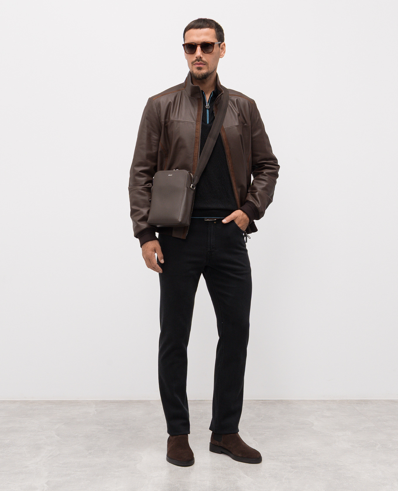 

Black cashmere and silk patterned polo shirt Stefano Ricci