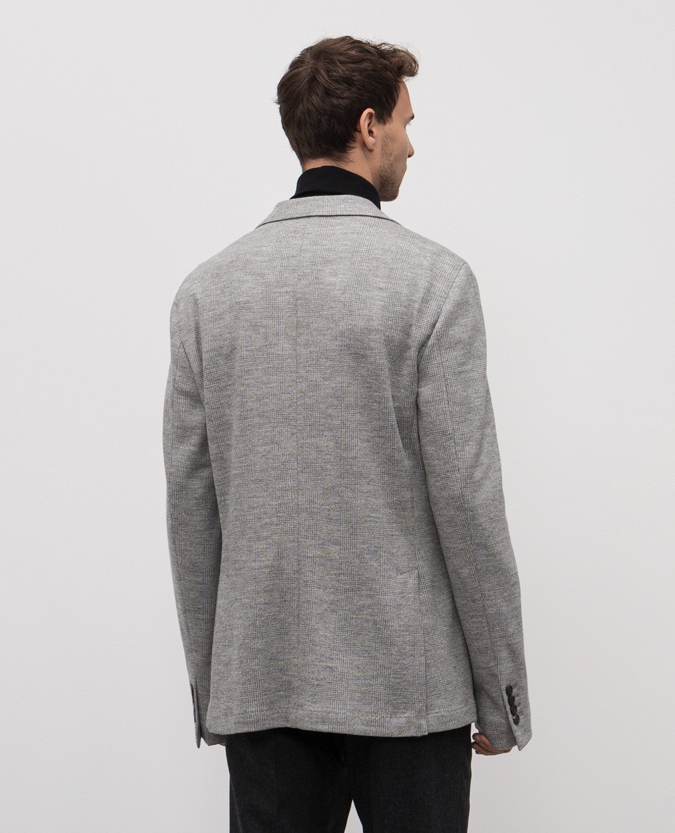 Gray checked wool jacket Peserico 4