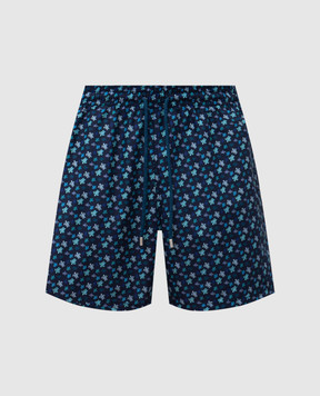 Vilebrequin Blue swim shorts with branded print MOOAB139