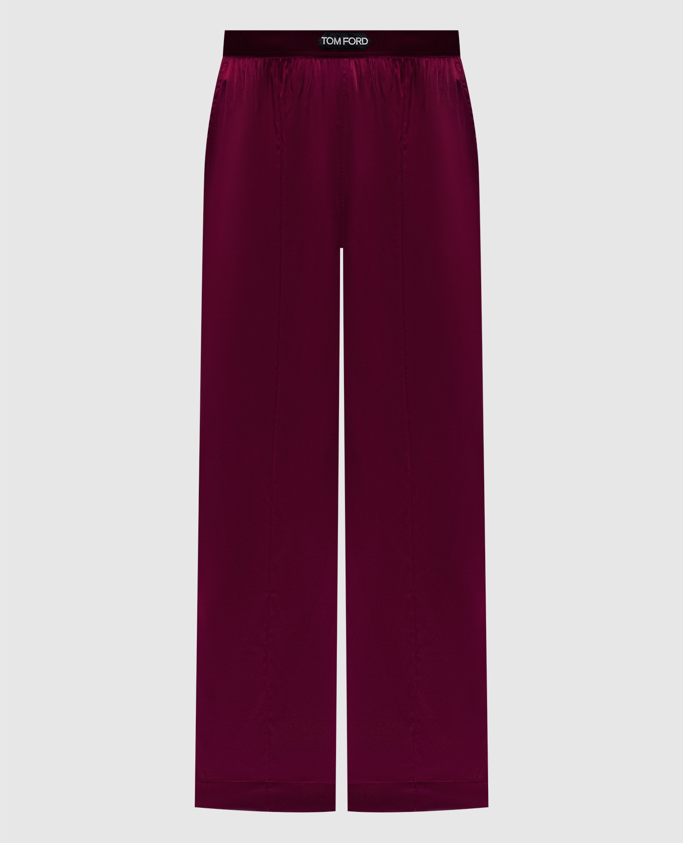 Burgundy silk pants with logo Tom Ford