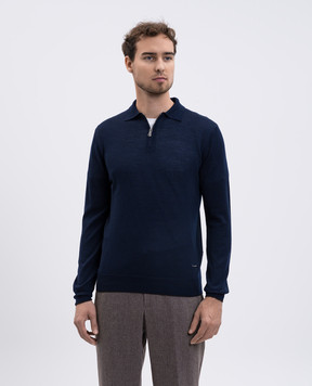 Enrico Mandelli Blue wool polo shirt 2K036A5422