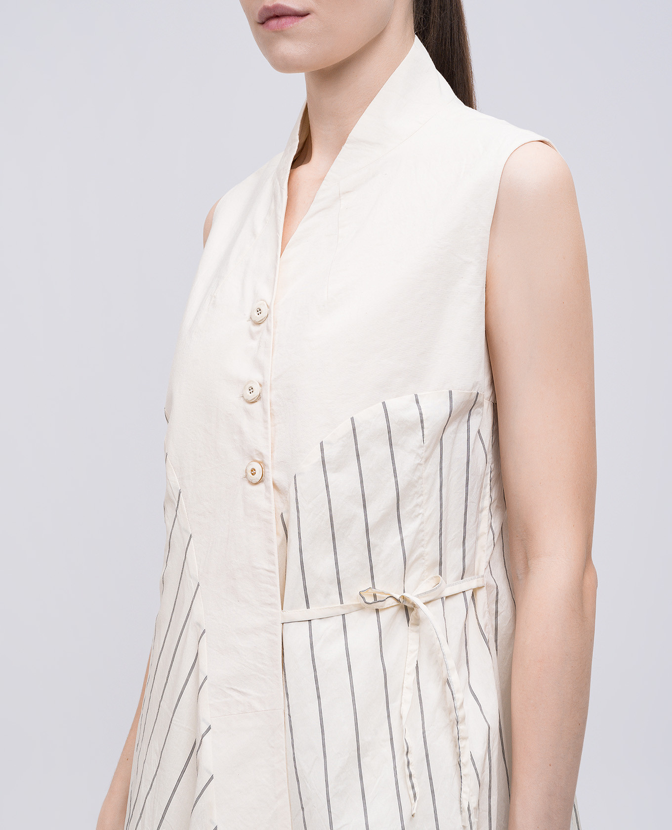 

Beige striped silk shirt dress Marc Le Bihan