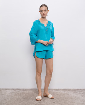 Ermanno Scervino Blue linen shorts D464P300NZM