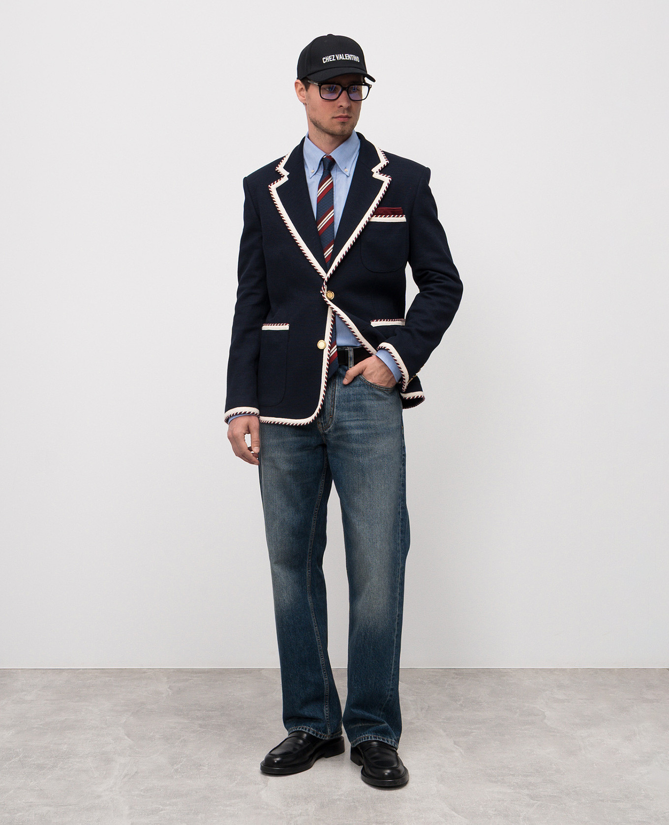 

Blue shirt with embroidered emblem Valentino, Light blue