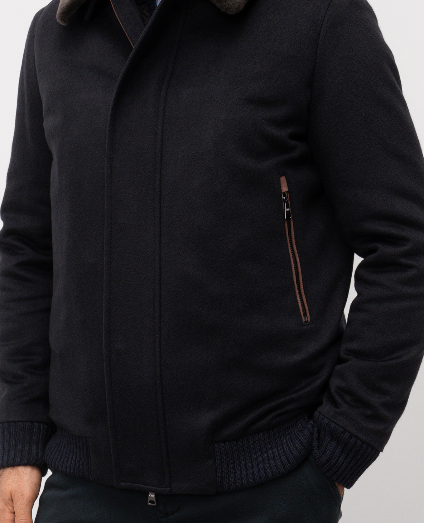 

Blue cashmere jacket with fur trim Cashmere&Whiskey