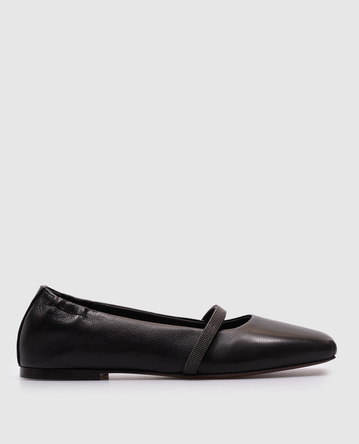 

Black leather ballet flats with a monil chain Brunello Cucinelli