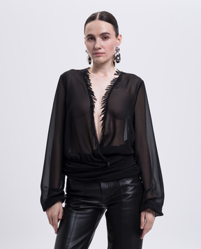 The Attico Black blouse with a sclera print 251WCE00003PAA085RA