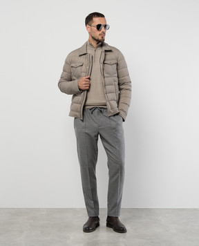 ISAIA Beige wool jumper with logo embroidery MG8018YP005