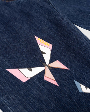 Fendi Children's blue jeans with a print JFF0591012