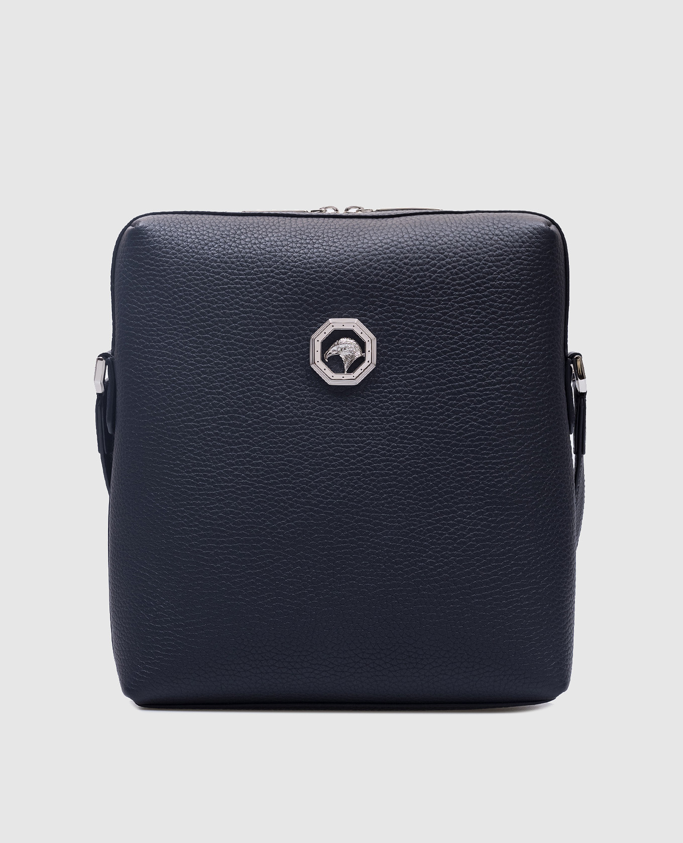 

Blue leather bag with metal logo Stefano Ricci, Синий