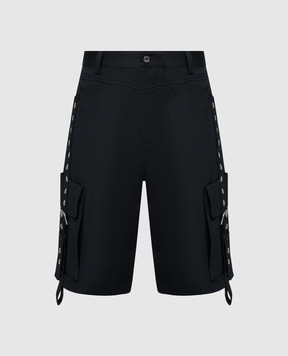 Off-White Black shorts with straps OMCB093S24FAB001