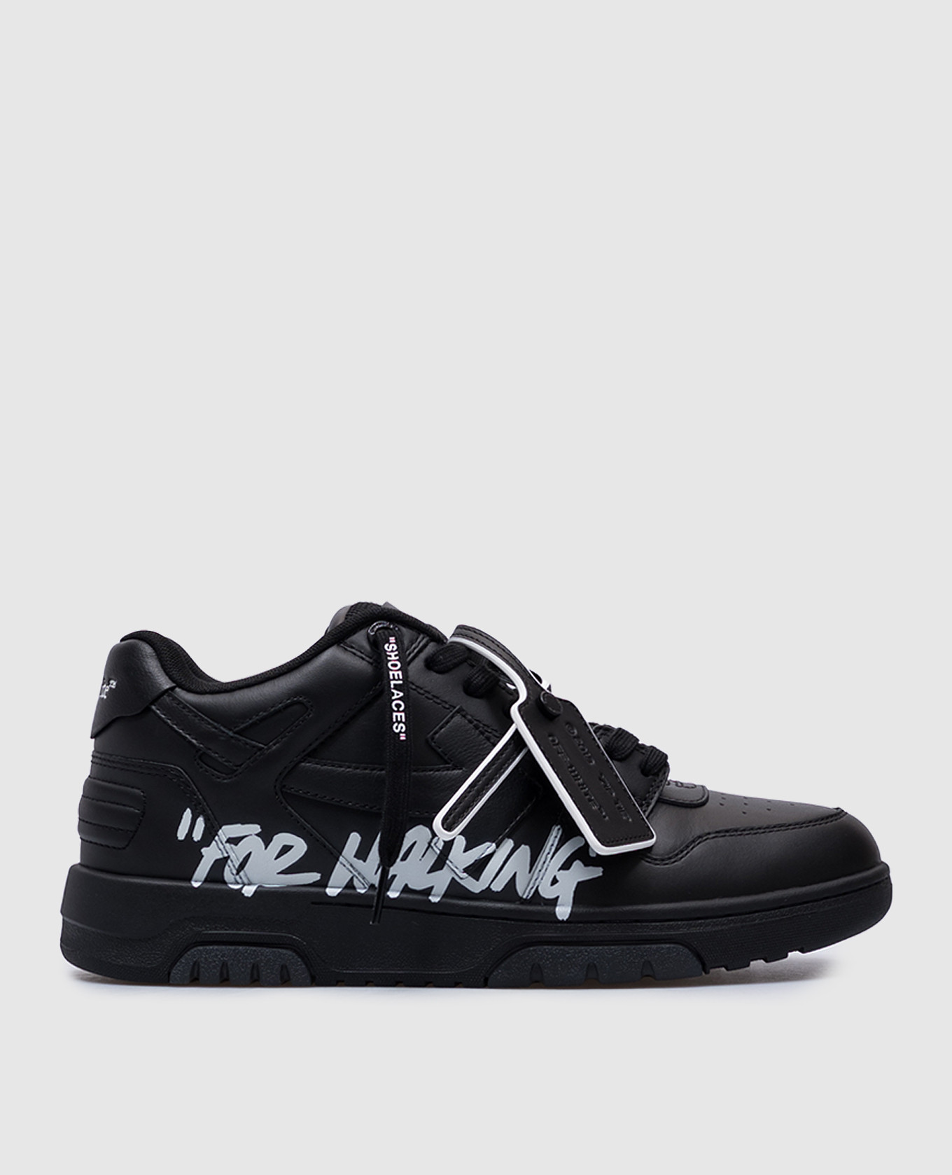 Black Leather Sneakers Out Of Office For Walking Off-White