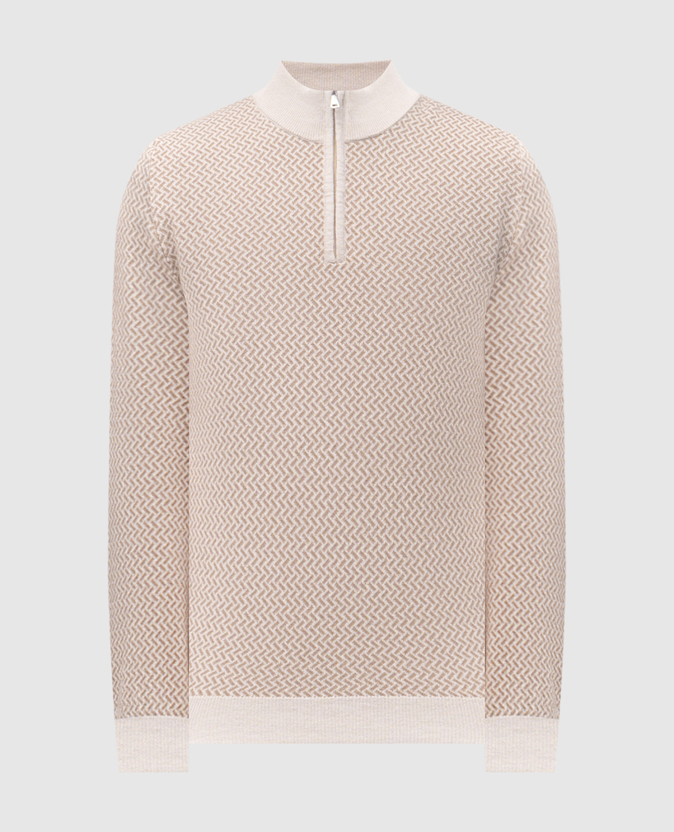 Beige wool and cashmere sweater with a pattern Cashmere&Whiskey