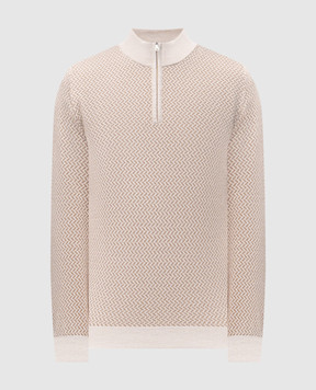 Cashmere&Whiskey Beige wool and cashmere sweater with a pattern PL507