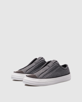 Brunello Cucinelli Gray sneakers with a monil chain MZ26G3026P