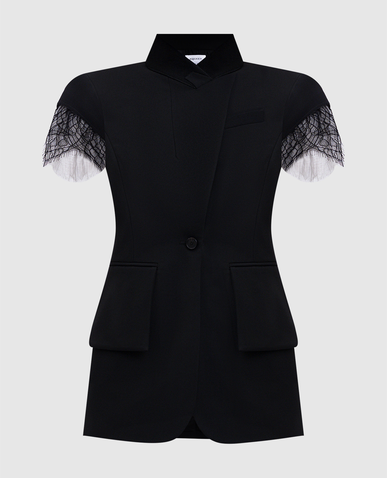 

Black wool and silk vest with lace Alexander McQueen