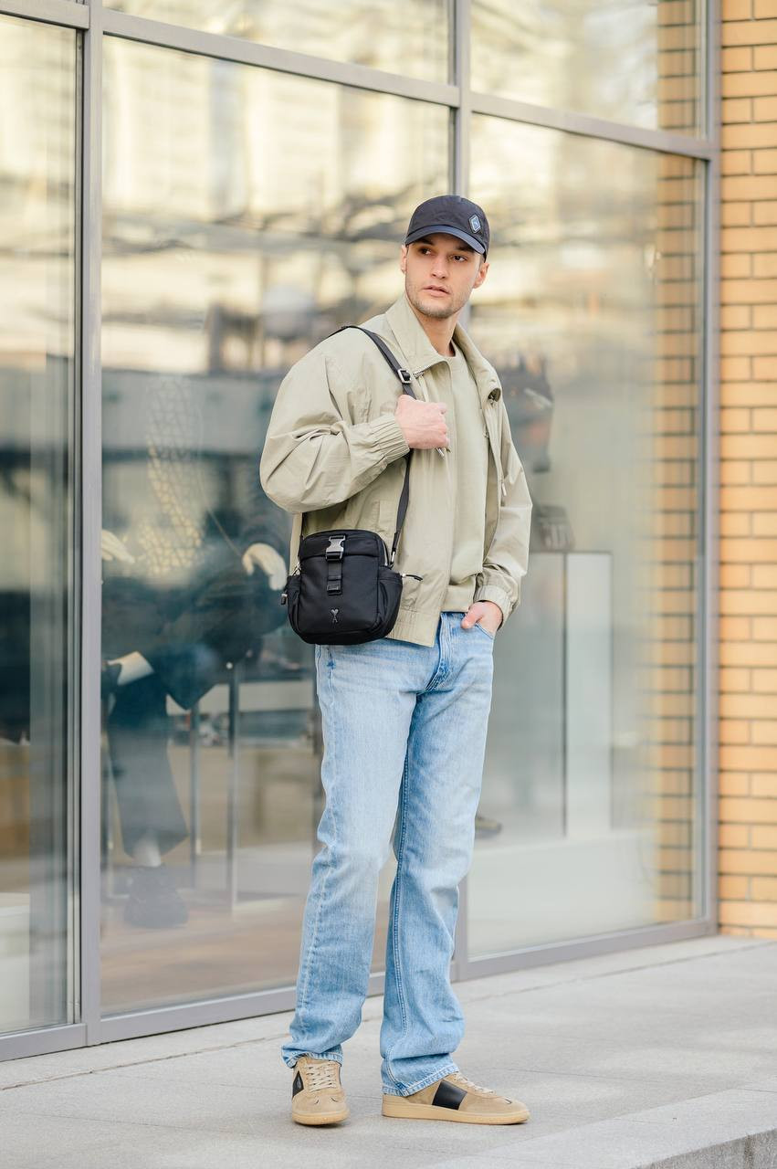 

Khaki windbreaker with logo Ami Paris