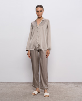 Dore & Rose Beige silk pajamas with edging PREMIUMSILKPJSET