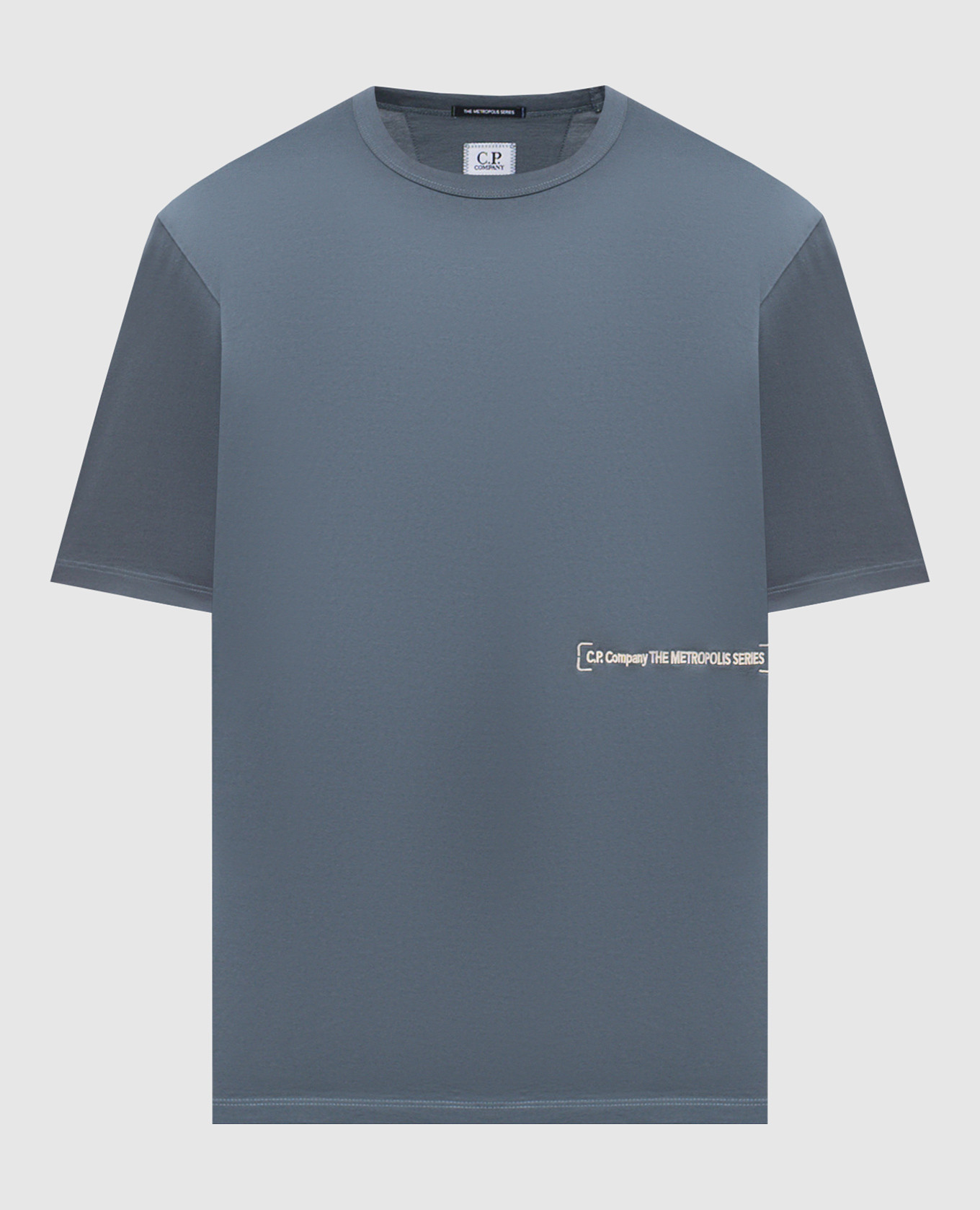 Blue T-shirt with embroidered logo C.P. Company