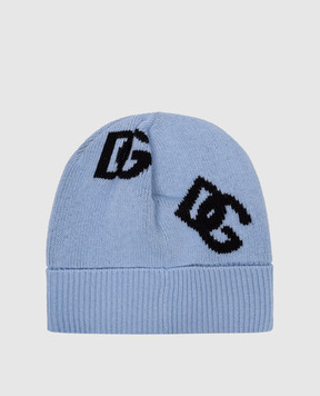 Dolce&Gabbana Blue wool cap with DG logo pattern FXQ05TJCVZM