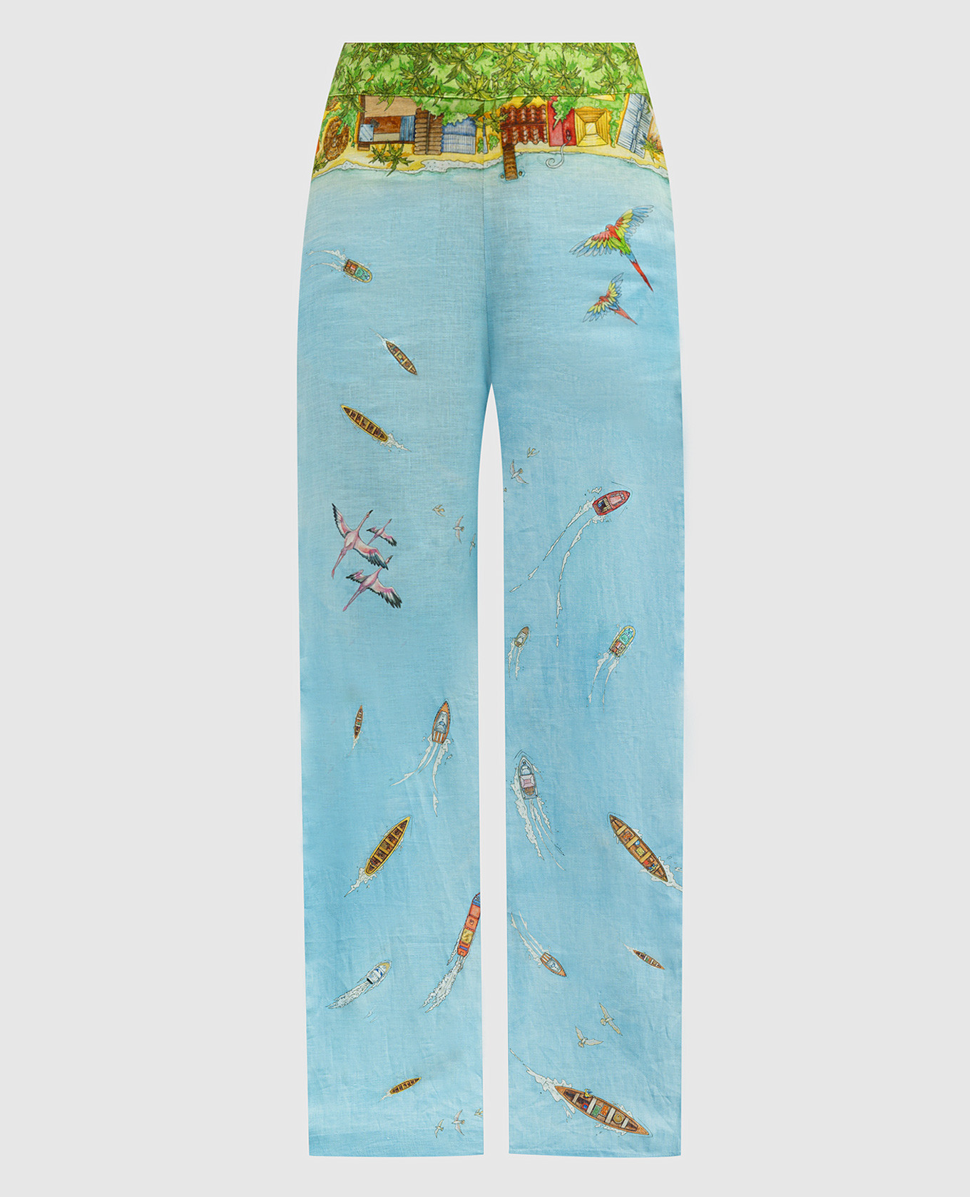 Maison Sur Piloti blue linen trousers Casablanca